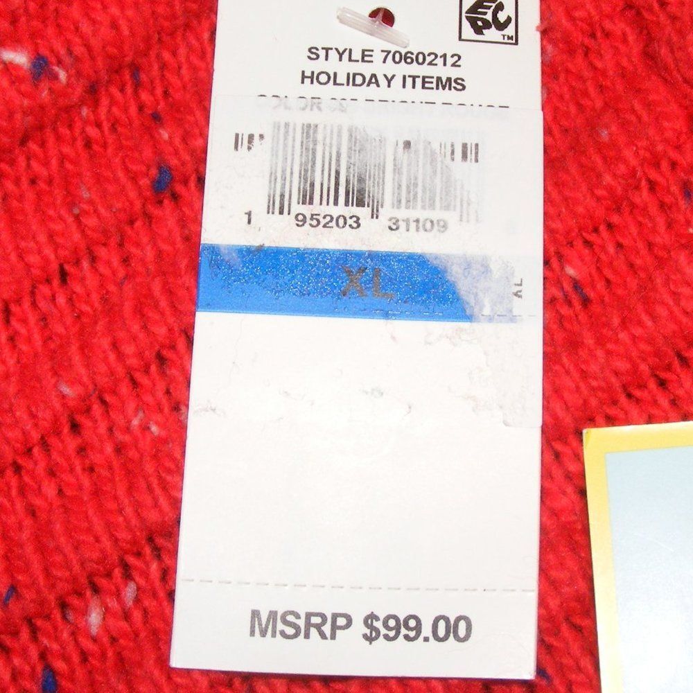 new CECE Sweater, XL, Red Ribbed, Mockneck Pullover, Flecked, Cotton-Acrylic - Picture 12 of 13